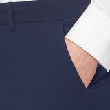 The Simkins - 3 Piece Blue Slim Fit Suit | Ivory Dot Waistcoat